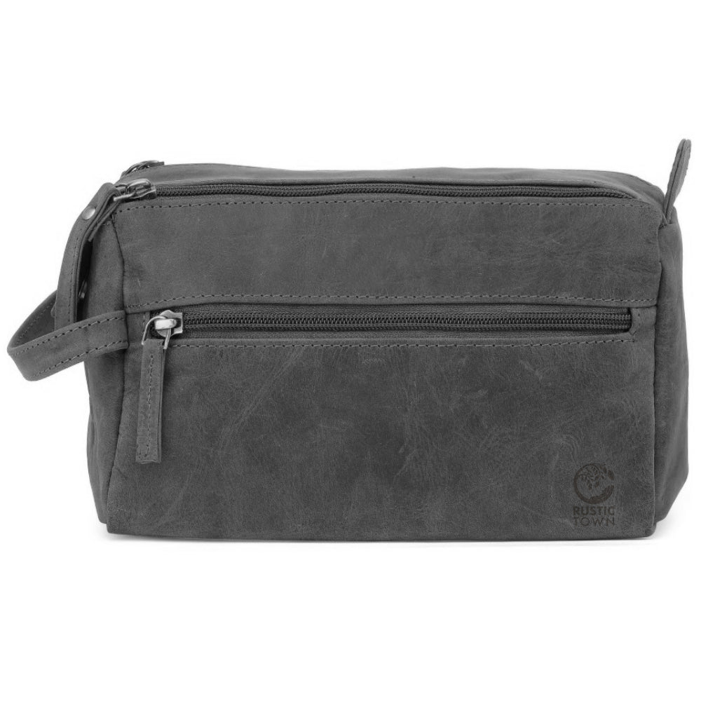 Leather Travel Toiletry Bag (Grey)