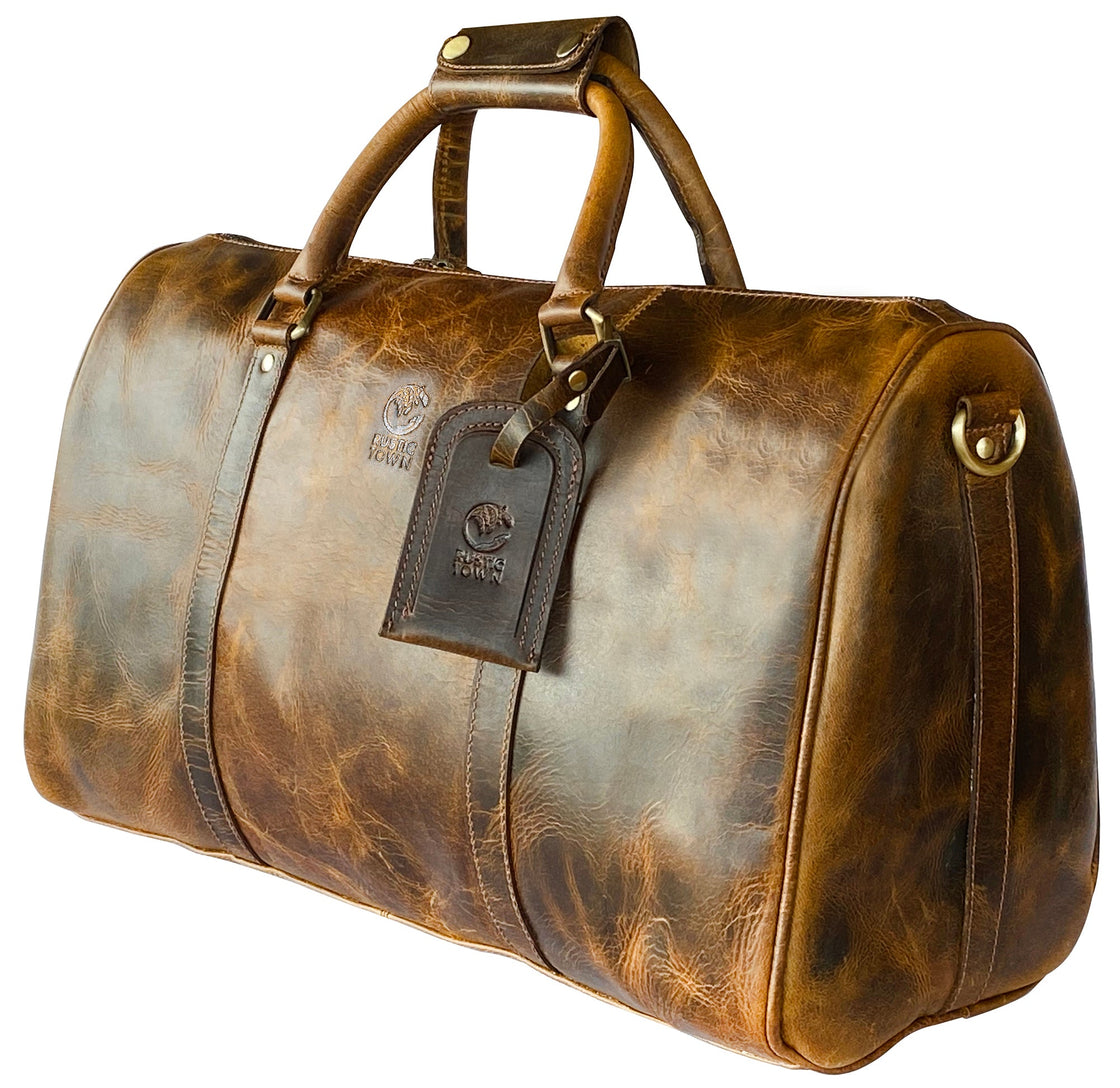 Nando Adventure Leather Travel Duffle Bag (Brown)