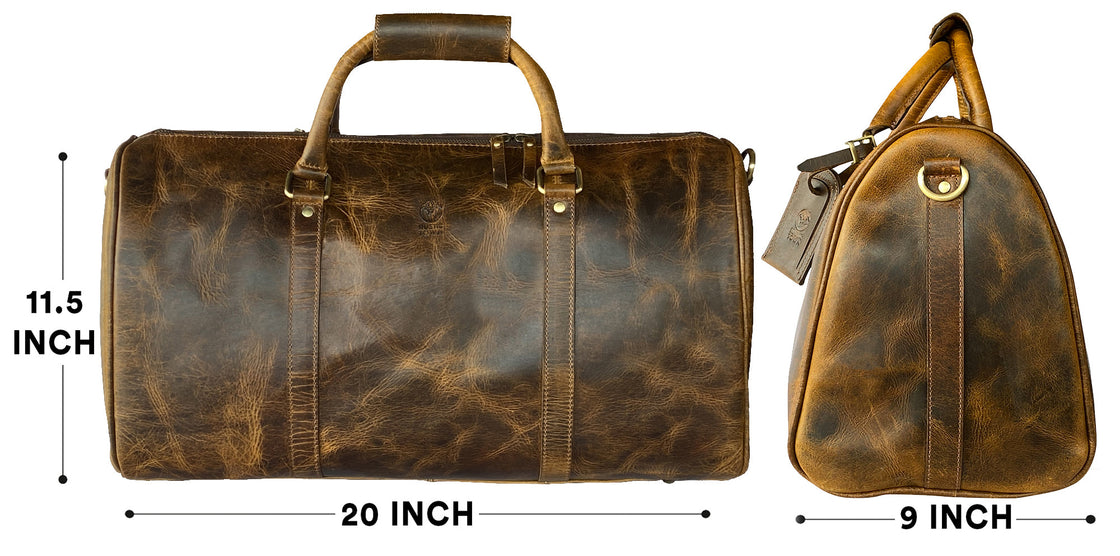 Nando Adventure Leather Travel Duffle Bag (Brown)