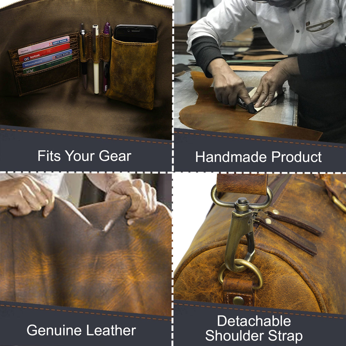 Nando Adventure Leather Travel Duffle Bag (Brown)