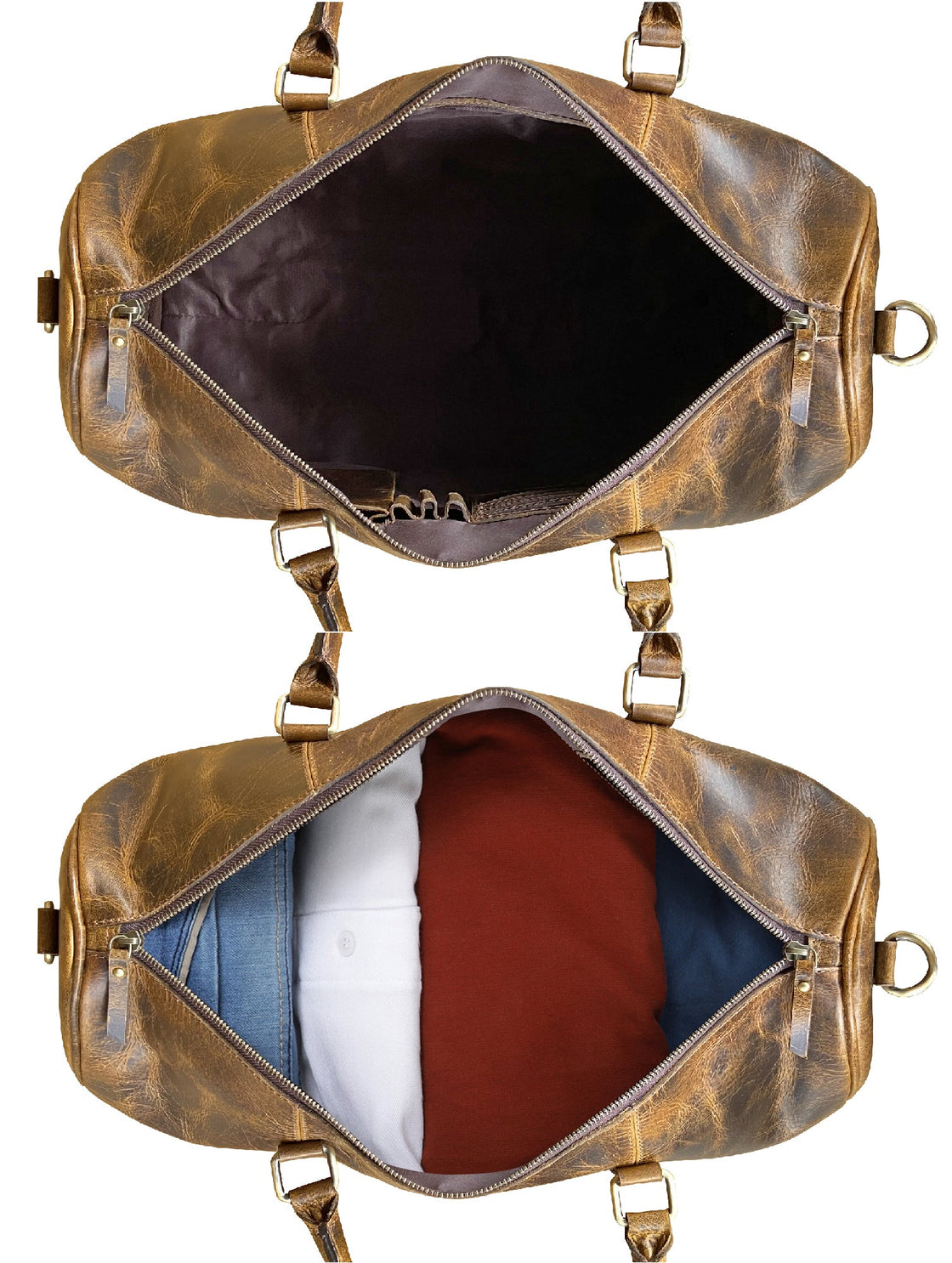 Nando Adventure Leather Travel Duffle Bag (Brown)