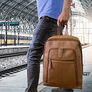 Genuine Leather Backpack Travel Rucksack Shoulder Bag