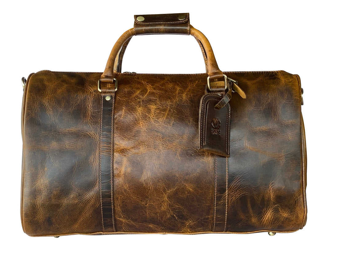 Nando Adventure Leather Travel Duffle Bag (Brown)