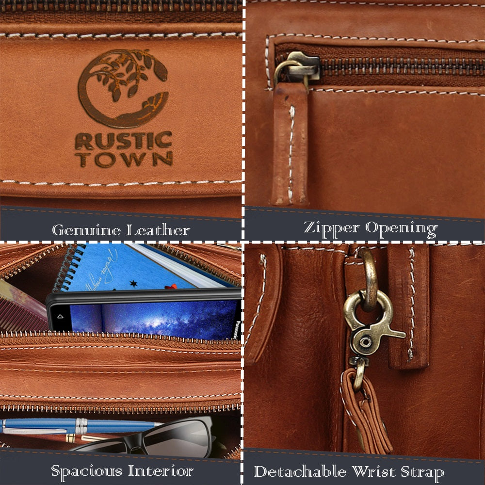 Leather Hand Pouch Men Purse Wallet Clutch Wrist Bag