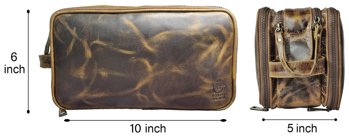 Leather Toiletry Bag for Women Men By Rustic Town