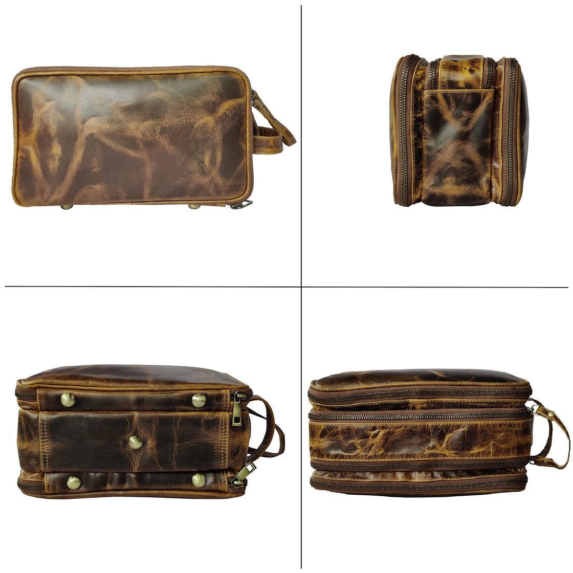 Leather Toiletry Bag for Women Men By Rustic Town