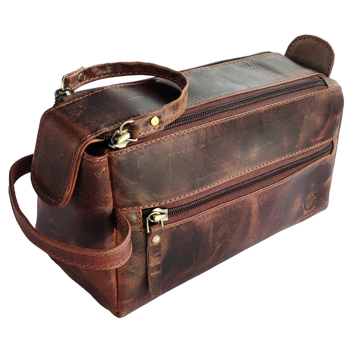 Leather Toiletry Bag for Men and Women (Walnut Brown)