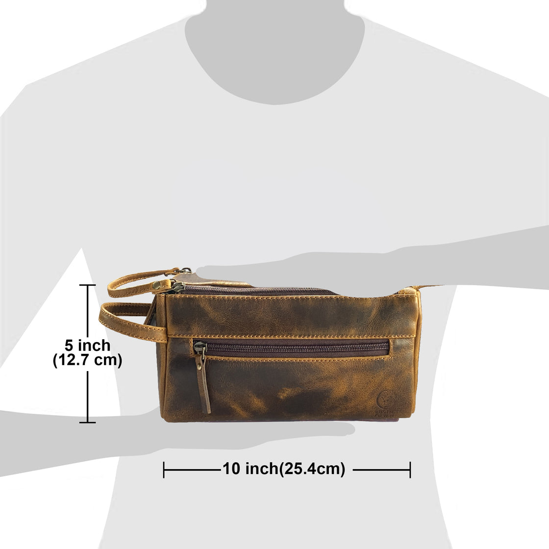 Leather Travel Toiletry Bag (Antique Brown)