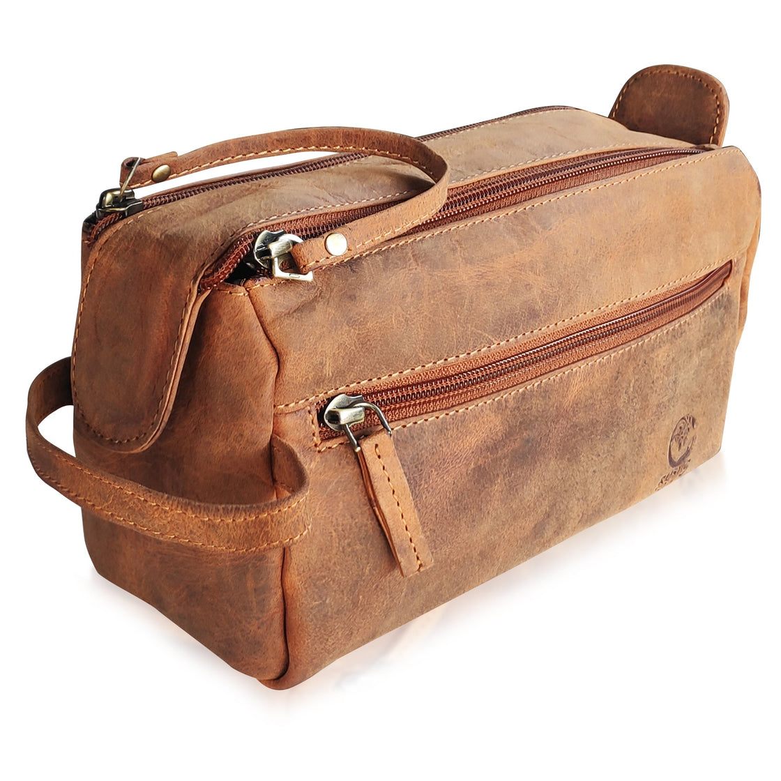 Genuine Leather Travel Toiletry Bag (Brown)