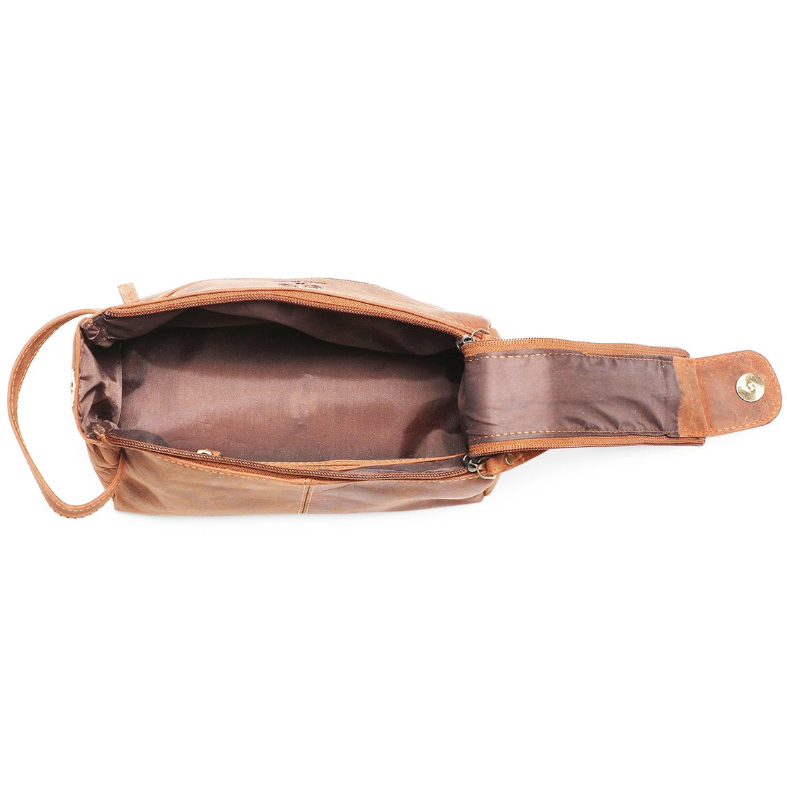 Genuine Leather Travel Toiletry Bag (Brown)
