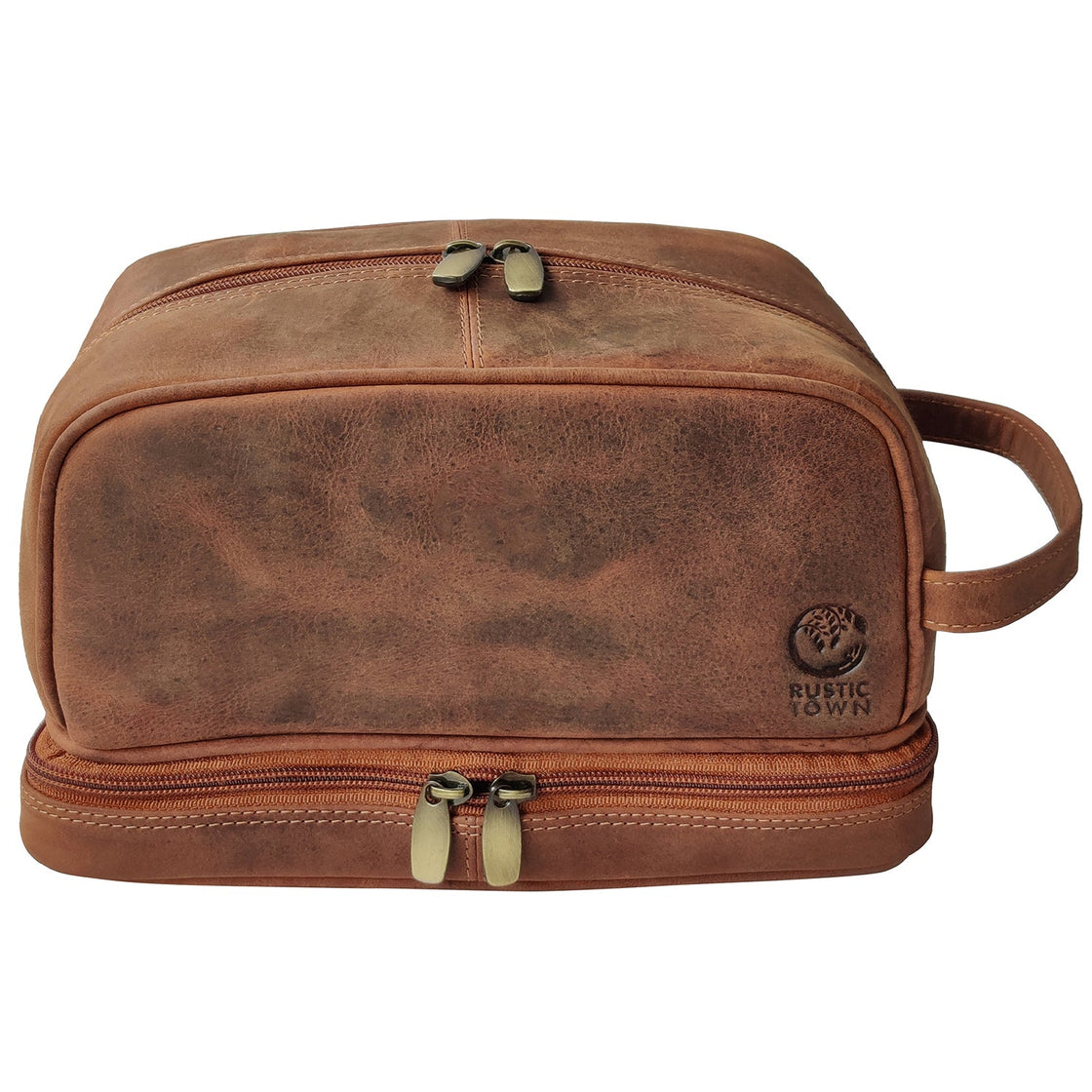 Nancy Leather Travel Makeup Bag (Brown)