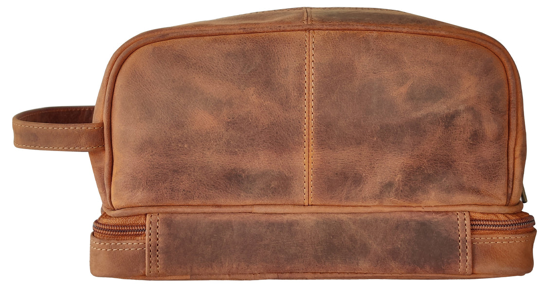 Nancy Leather Travel Makeup Bag (Brown)