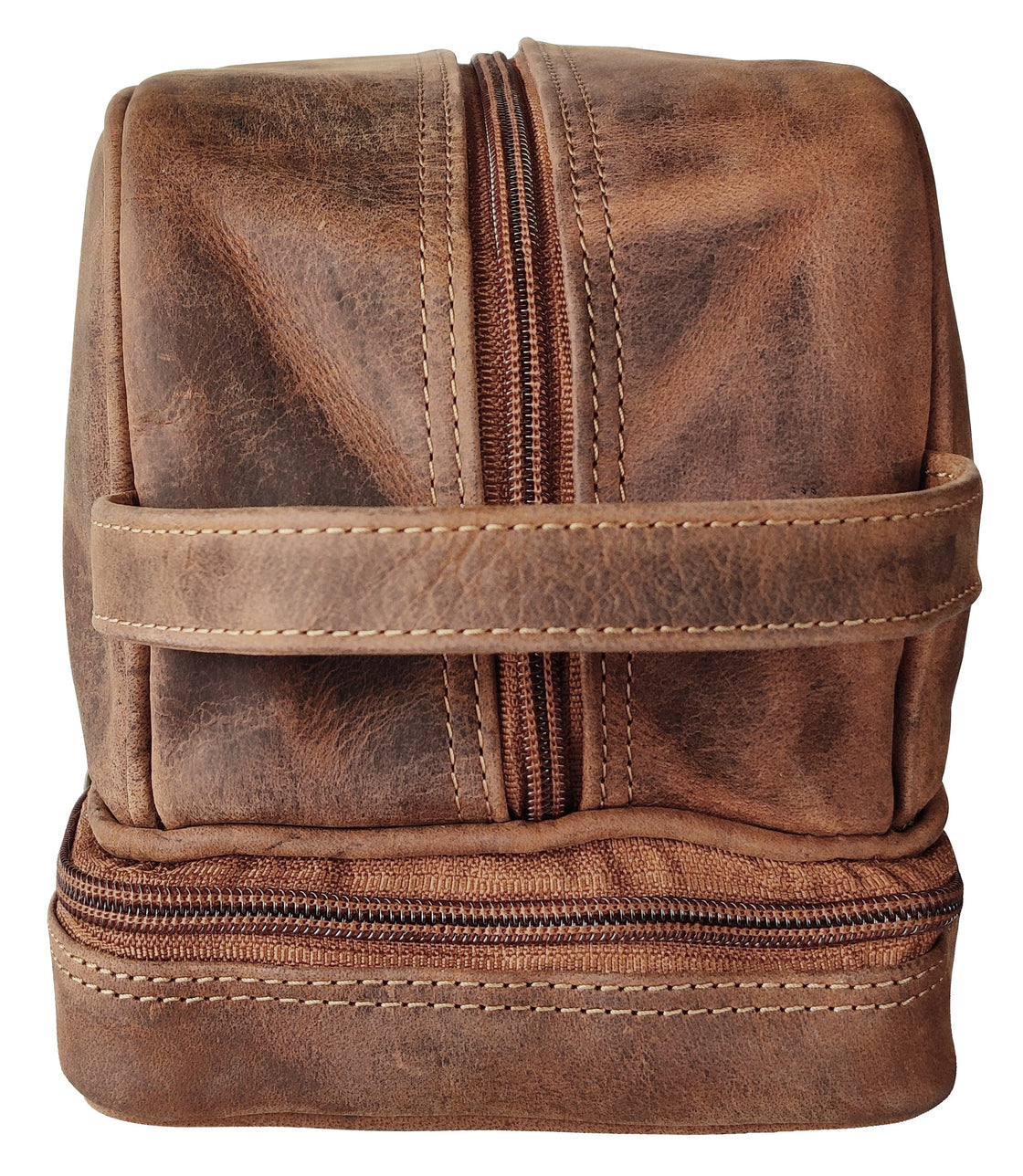 Nancy Leather Travel Makeup Bag (Brown)