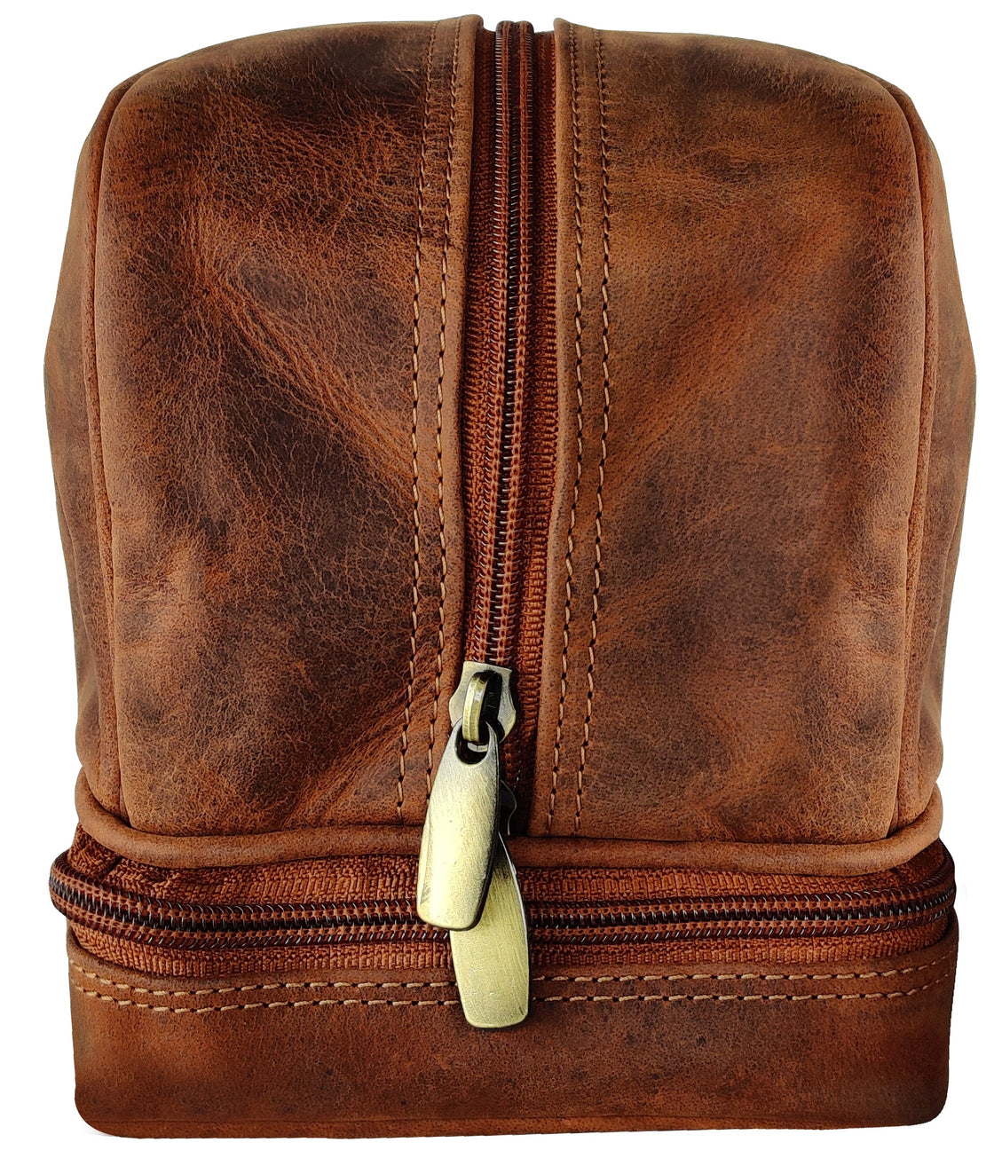 Nancy Leather Travel Makeup Bag (Brown)