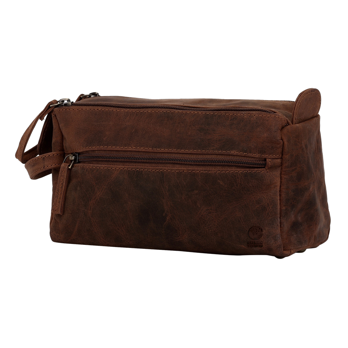 Hugh Leather Travel Shaving Bag (Dark Brown)