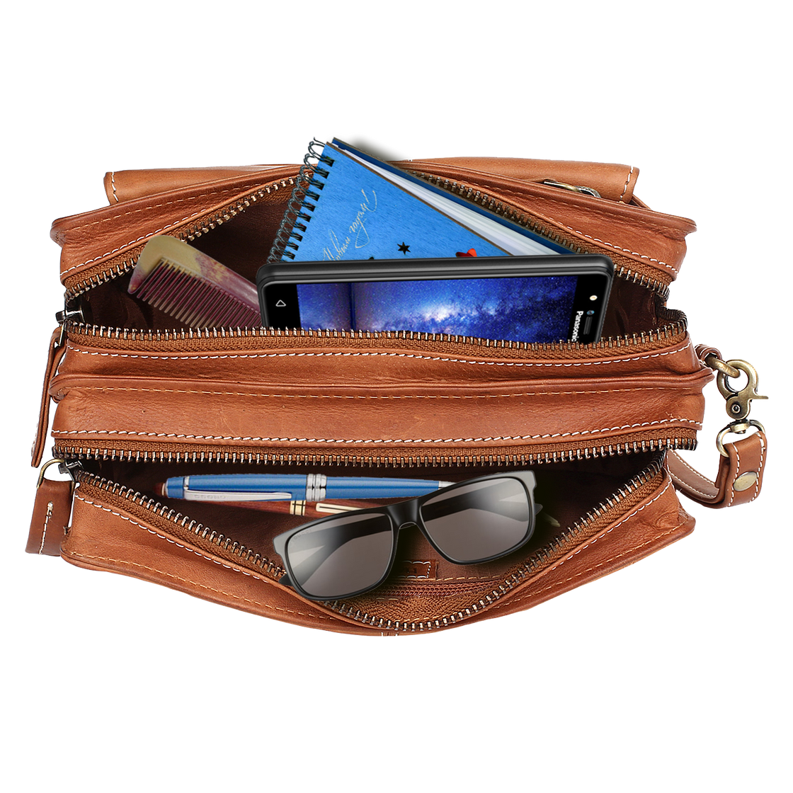 Leather Hand Pouch Men Purse Wallet Clutch Wrist Bag