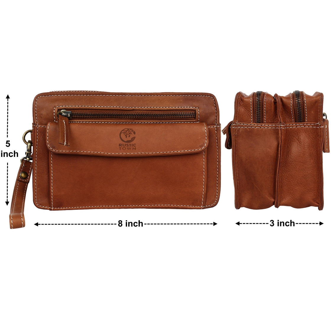 Leather Hand Pouch Men Purse Wallet Clutch Wrist Bag