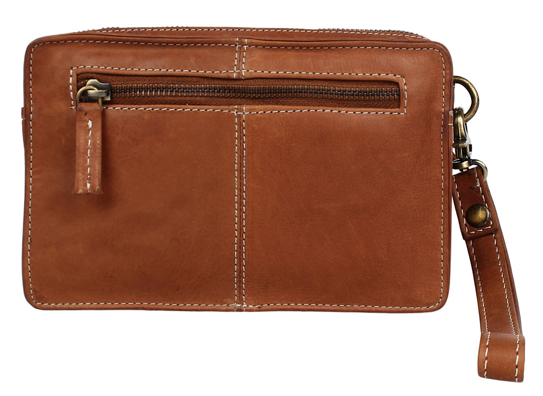 Leather Hand Pouch Men Purse Wallet Clutch Wrist Bag