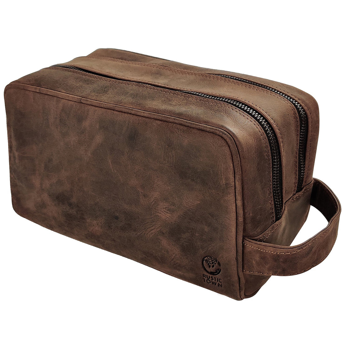 Johnny Men's Leather Travel Dopp Kit (Dark  Brown)