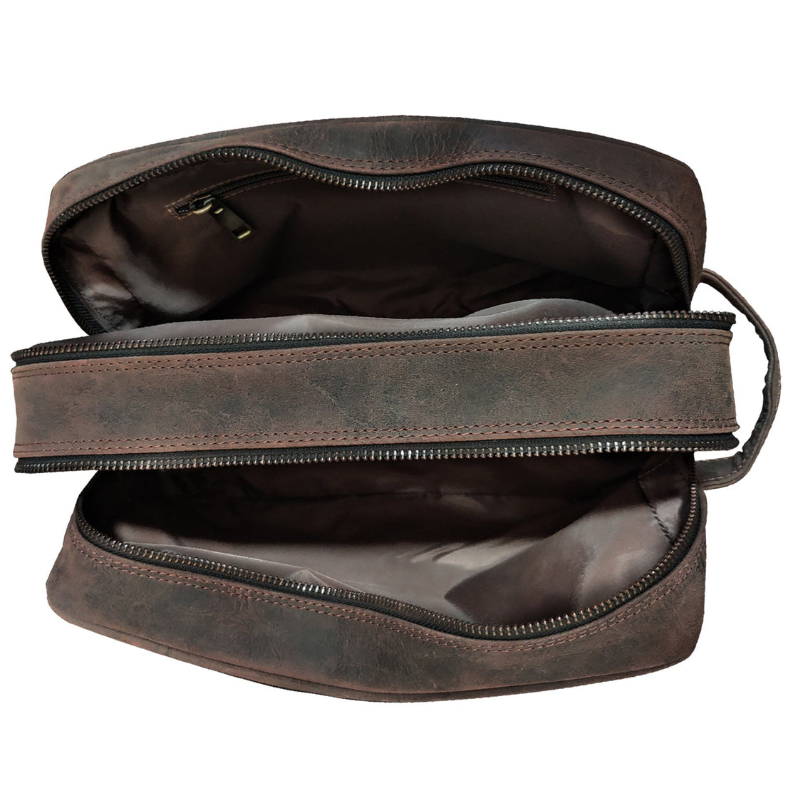 Johnny Men's Leather Travel Dopp Kit (Dark  Brown)