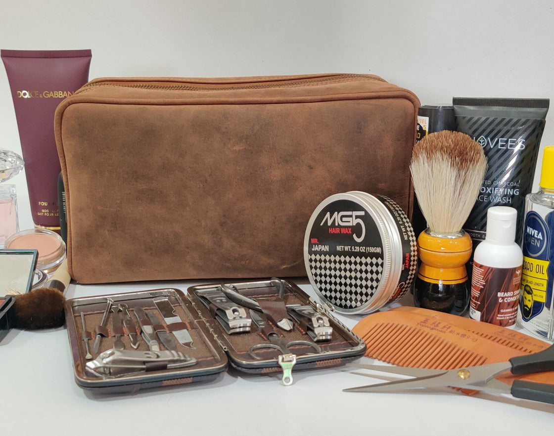 Johnny Handmade Leather Dopp Kit (Brown)