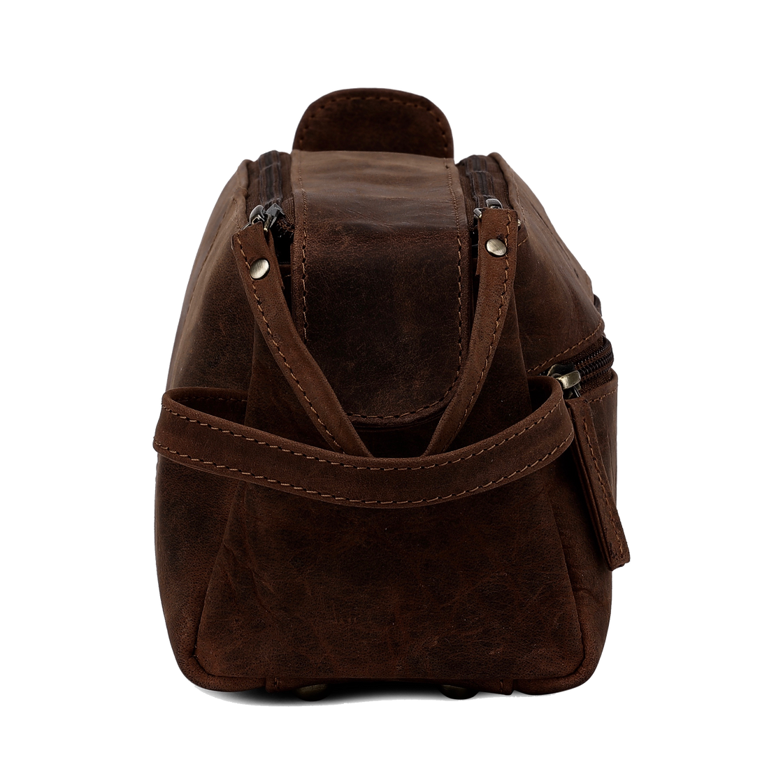 Hugh Leather Travel Shaving Bag (Dark Brown)