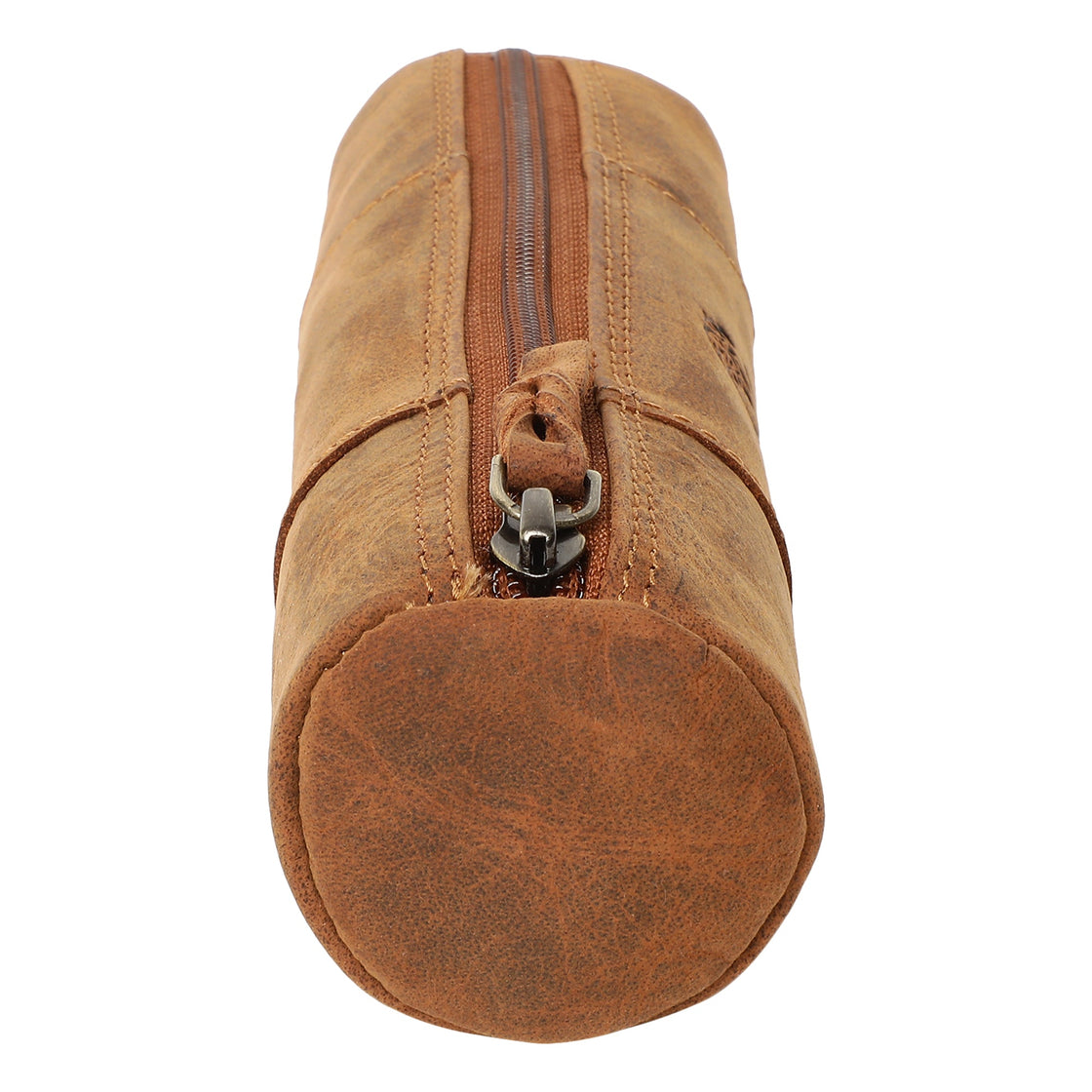 Winnie Leather Zipper Pen Pencil Case (Brown)