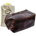 Avery Leather Toiletry Bag for Men - Premium Travel Shaving Dopp Kit