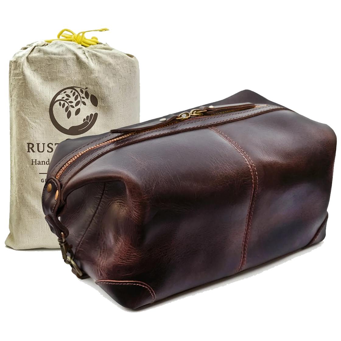 Avery Leather Toiletry Bag for Men - Premium Travel Shaving Dopp Kit