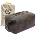 Avery Leather Toiletry Bag - Premium Travel Shaving Dopp Kit