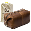Avery Full-Grain Leather Toiletry Bag - Premium Travel Dopp Kit for Men