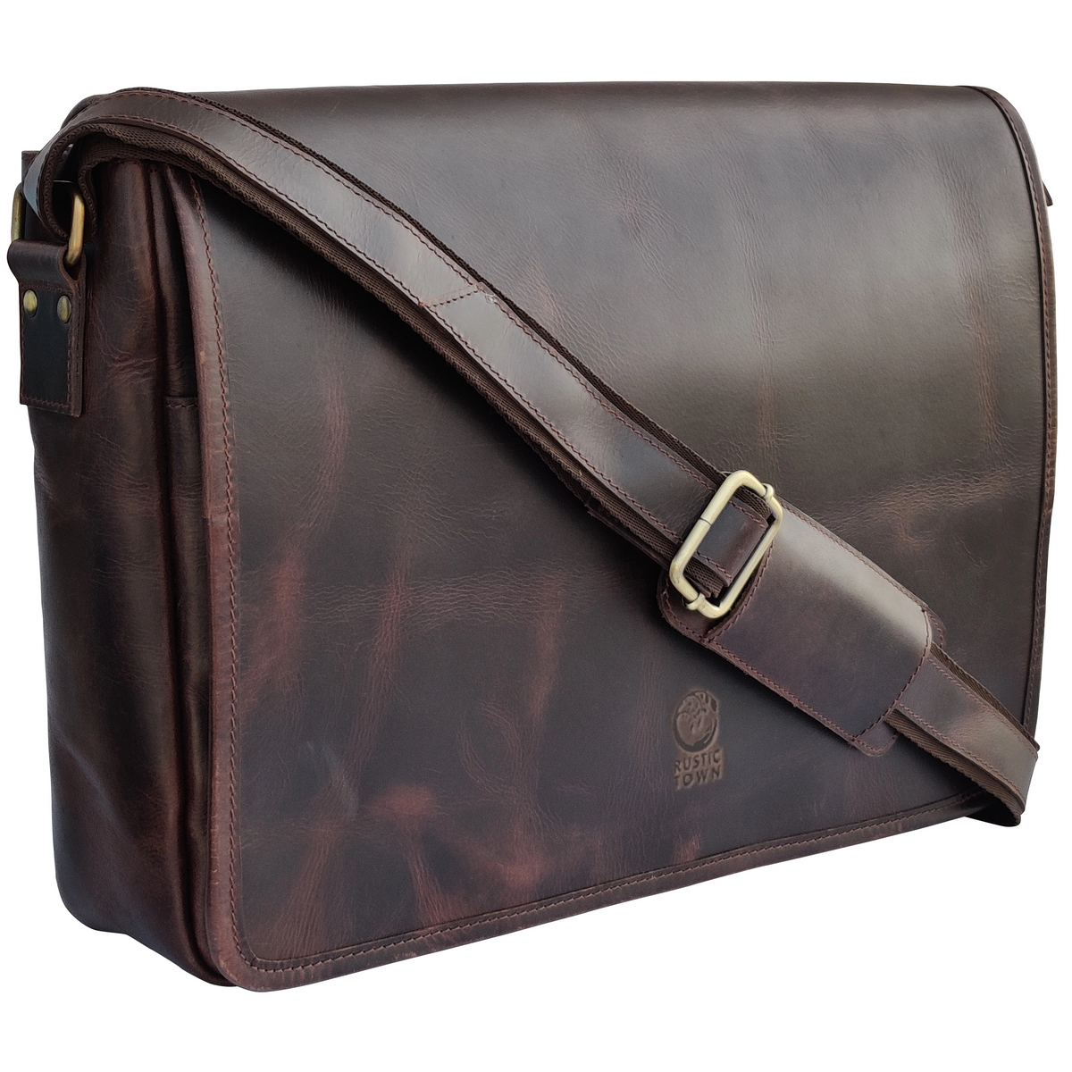 Ranger Buffalo Leather Crossbody Laptop Messenger Bag (Mulberry)