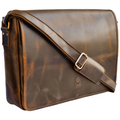 Ranger Buffalo Leather Crossbody Laptop Messenger Bag (Brown)