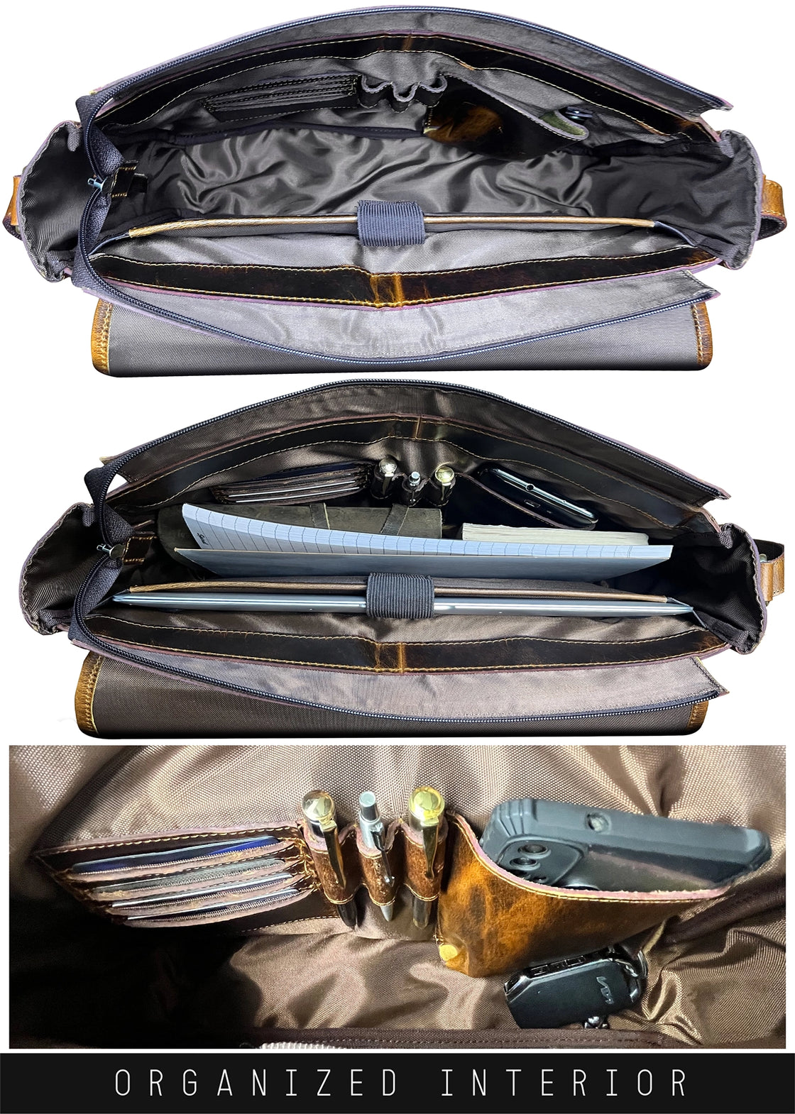Outlander 14" Leather Messenger Bag for Men – Laptop Satchel for Office & Travel