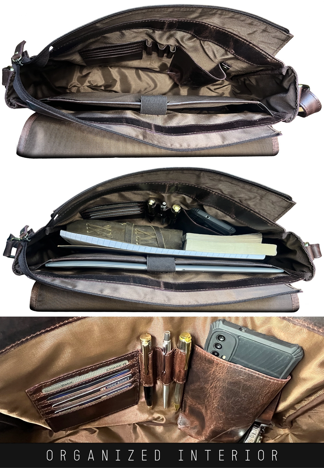 Outlander Leather Laptop Messenger Bag – 14 Inch Office Satchel Travel Crossbody for Men