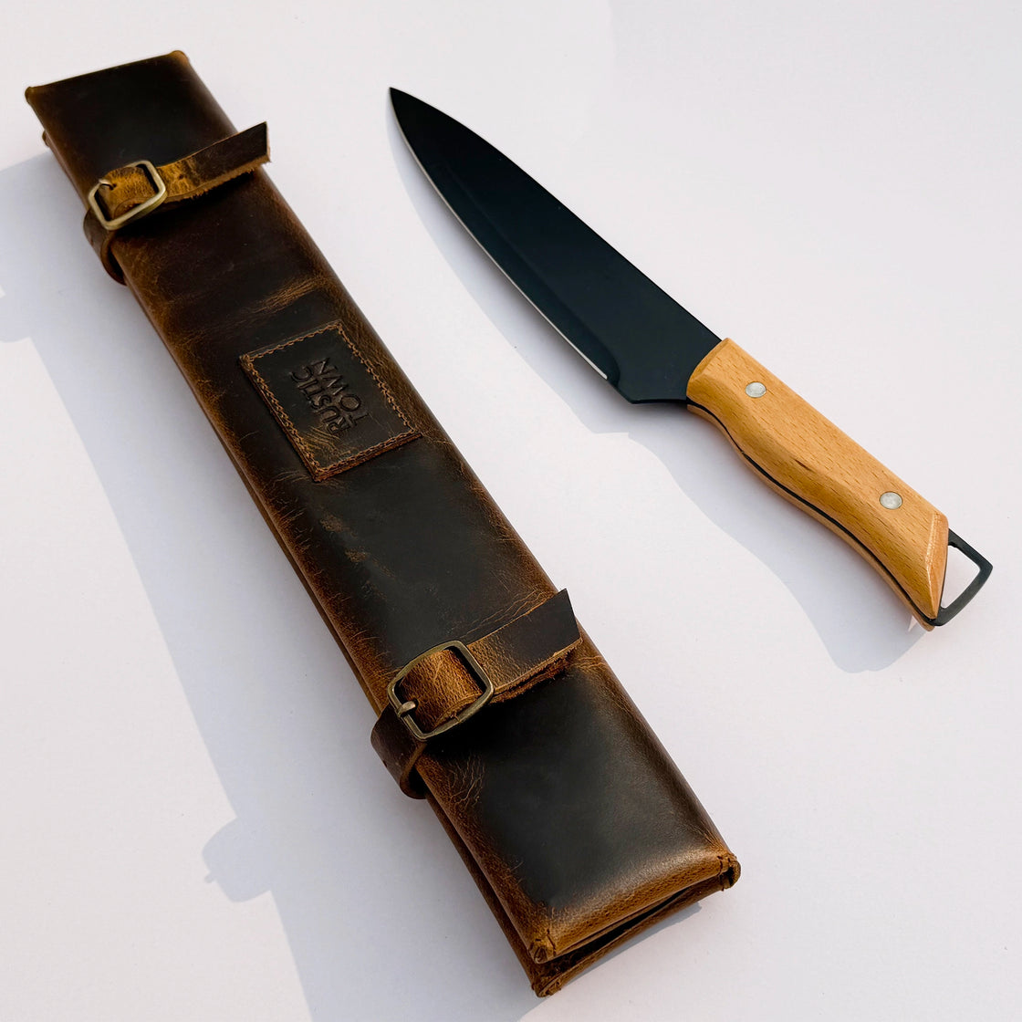 Pioneer Leather Chef's Knife Case Holder - 2 Knife Slots (Brown)