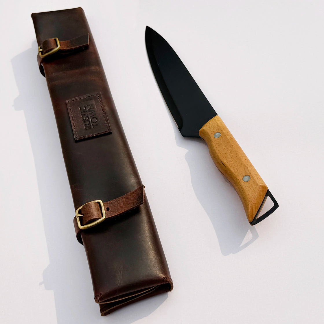 Pioneer Leather Chef's Knife Case Holder - 2 Knife Slots (Dark Brown)