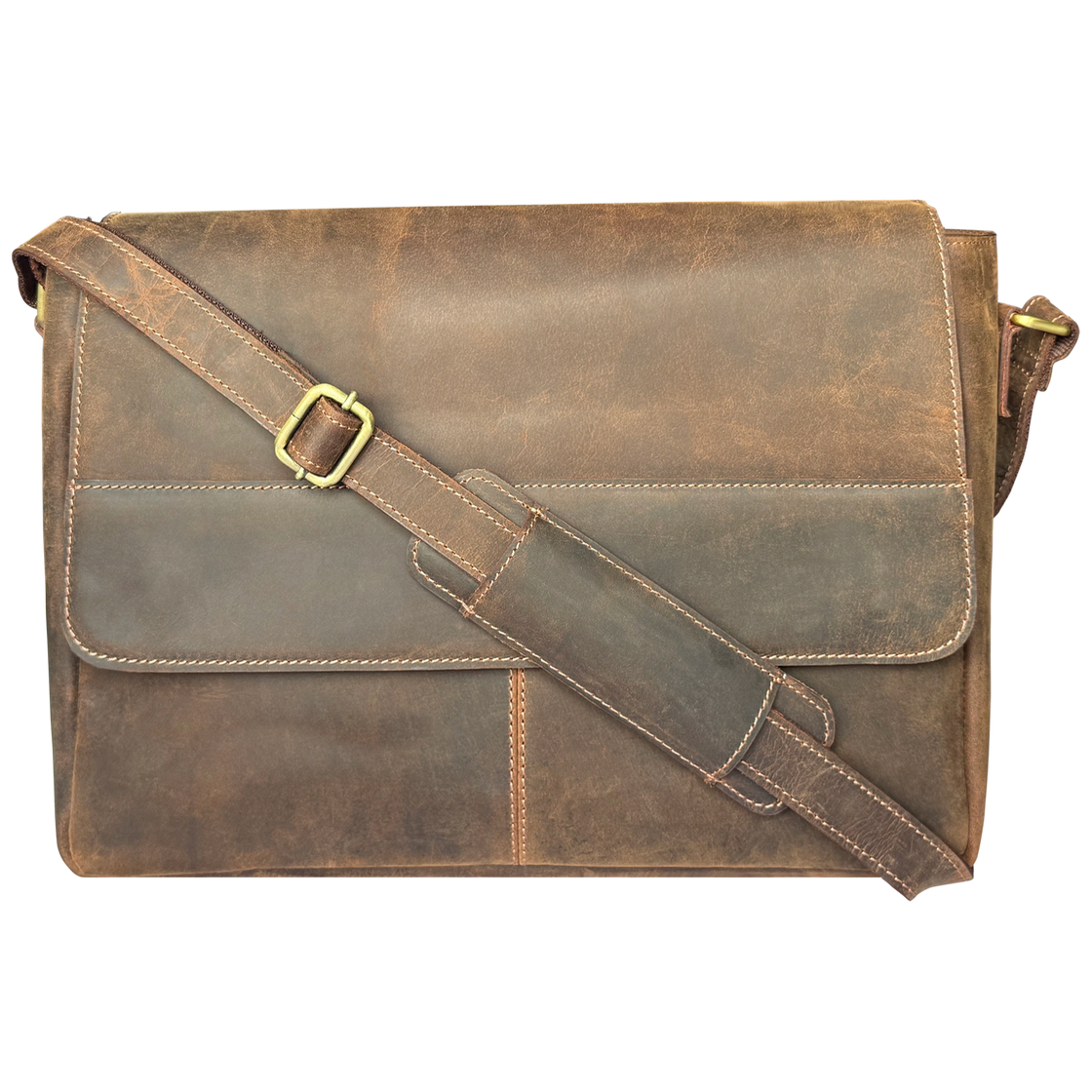 Maverick Leather Messenger Bag for Men - Travel Crossbody Laptop Satchel