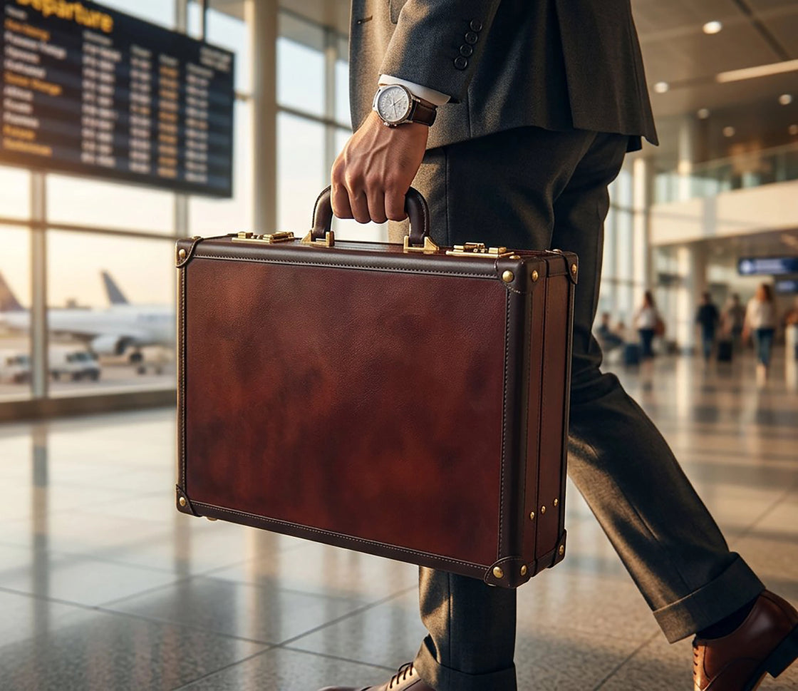 Premium Full-Grain Leather Briefcase | Hard Shell Attaché Case