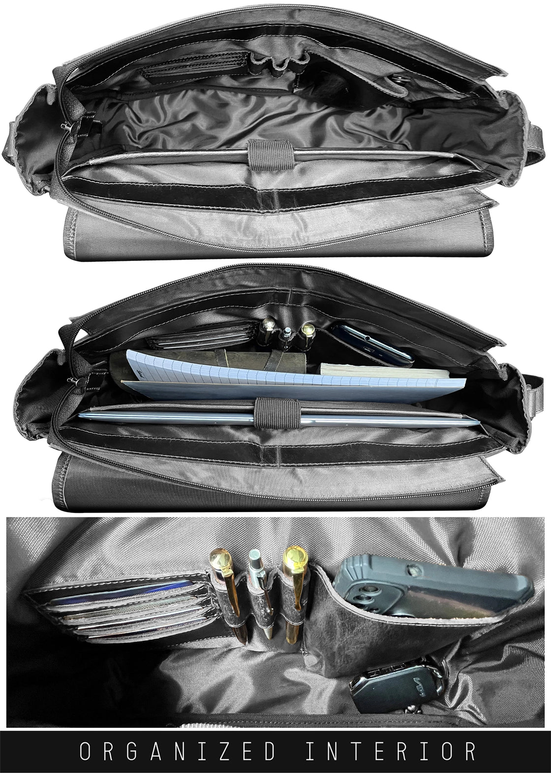 Outlander 14" Leather Briefcase Bag for Men – Laptop Messenger for Office & Travel