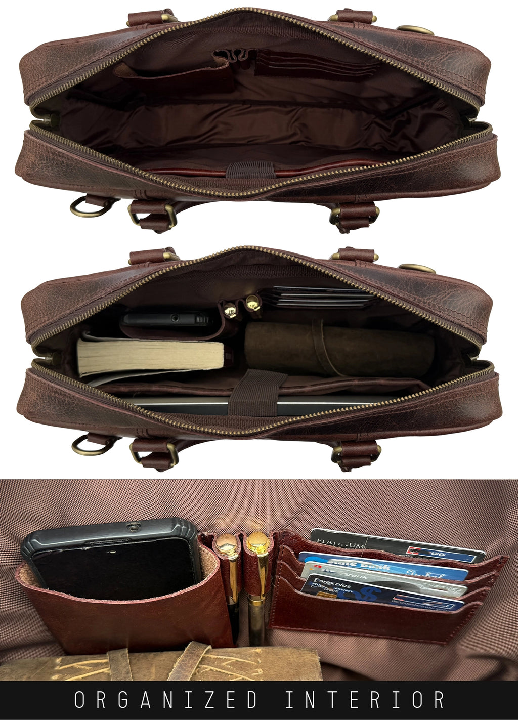 Leather Messenger Bag for Men | Laptop Briefcase Satchel