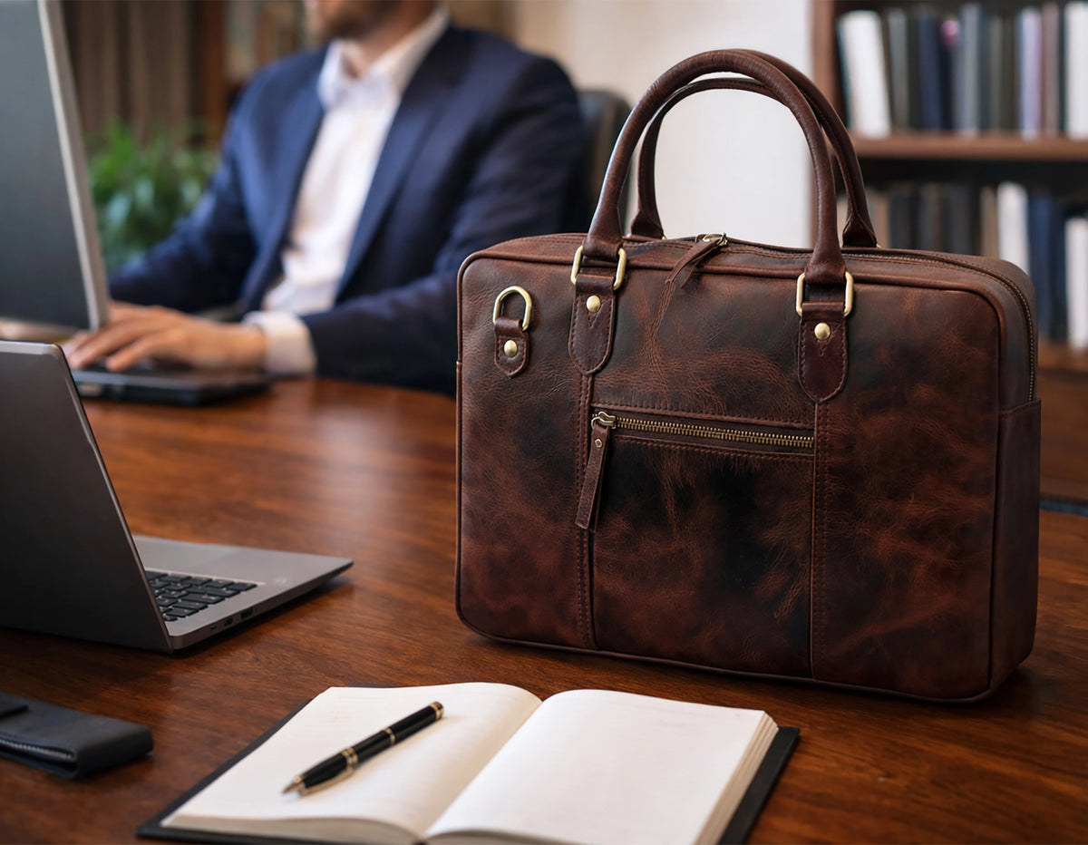 Leather Messenger Bag for Men | Laptop Briefcase Satchel