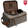 Parker Leather Canvas Hanging Toiletry Bag - Handmade Travel Dopp Kit