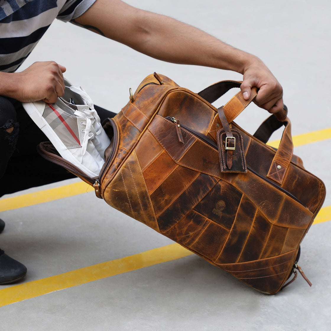 John Leather Travel Duffle Bag
