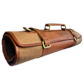 Voyage Leather Canvas Knife Roll Storage Bag (Brown Rust)
