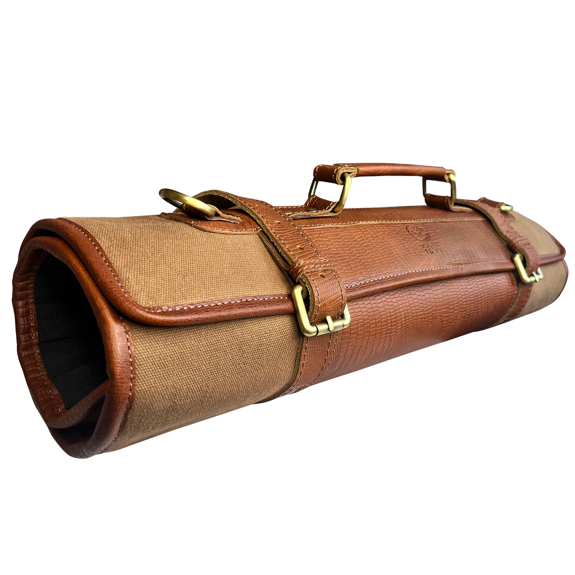 Voyage Leather Canvas Knife Roll Storage Bag (Brown Rust)