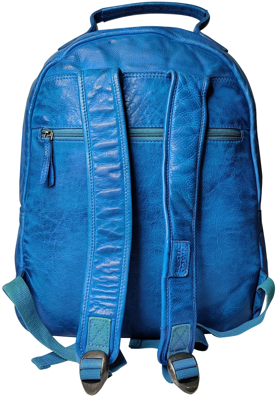 Leather Laptop Backpack for Women, Petrol Blue
