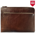 Leather Laptop Sleeve with Integrated Hand Strap