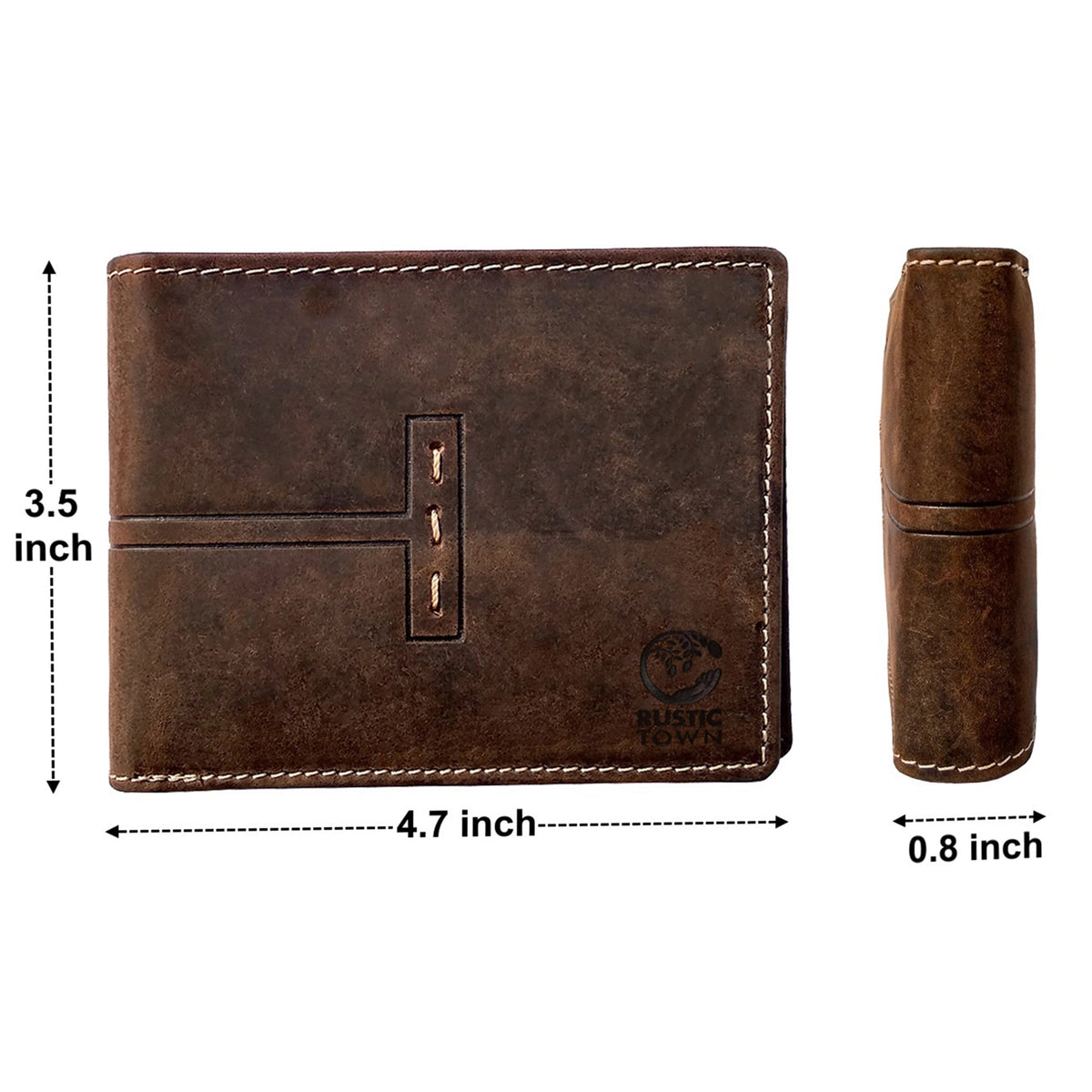 Men's RFID Blocking Genuine Leather Bi-Fold Wallet (Dark Brown)