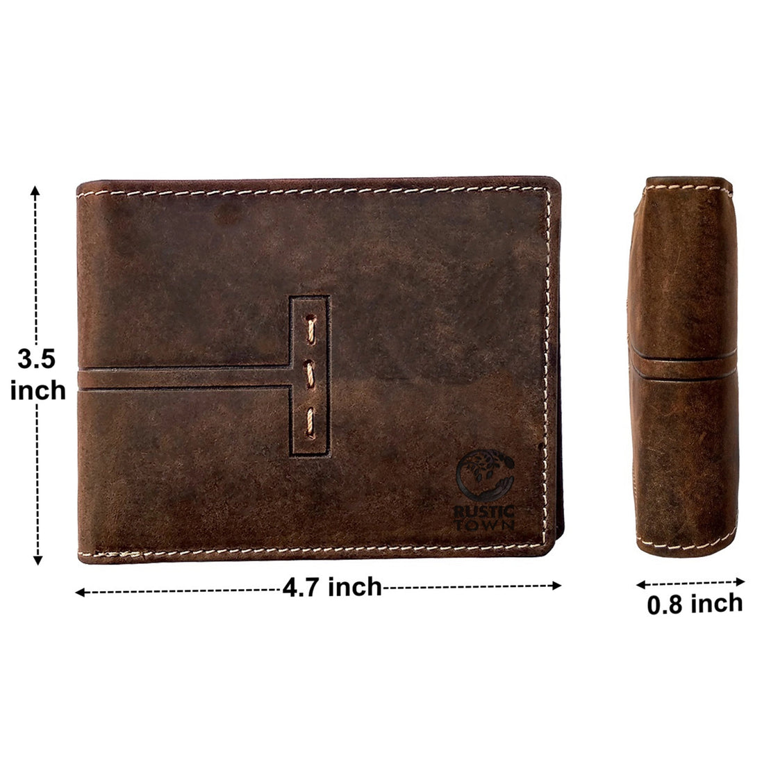 Men's RFID Blocking Genuine Leather Bi-Fold Wallet (Dark Brown)